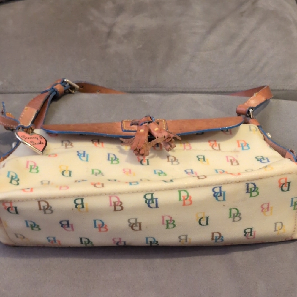 Dooney & Bourke Cream Multicolor Logo Shoulder Bag